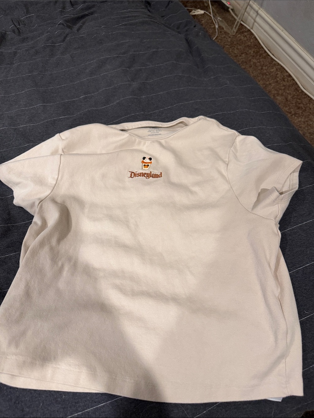 Disney Cream Short Sleeve Tee with pumpkin Disneyland Logo